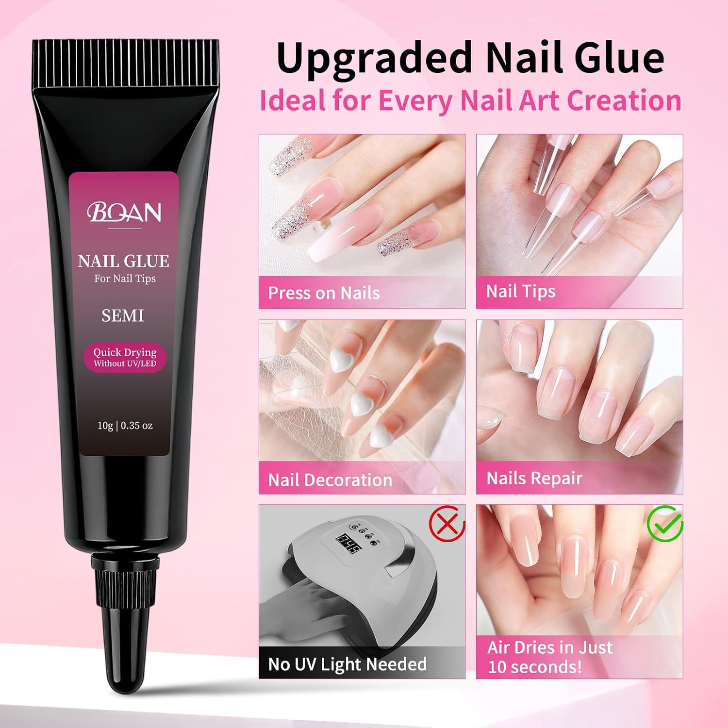 10G Semi Nail Glue for Press on Nails, Super Strong | Quick Drying | Long Lastin