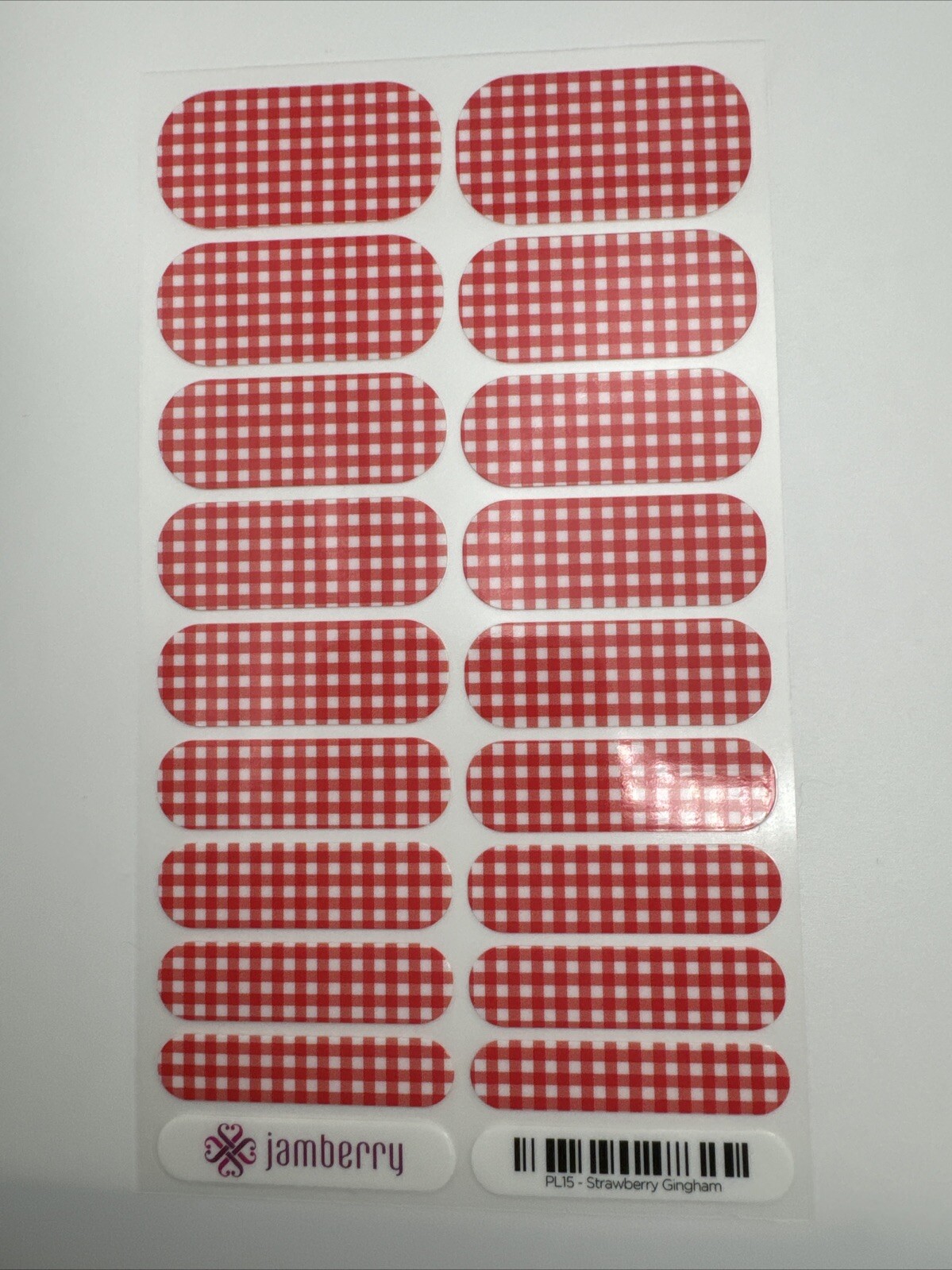 Jamberry Nail Wraps Strawberry Gingham Full Sheet (red Plaid)
