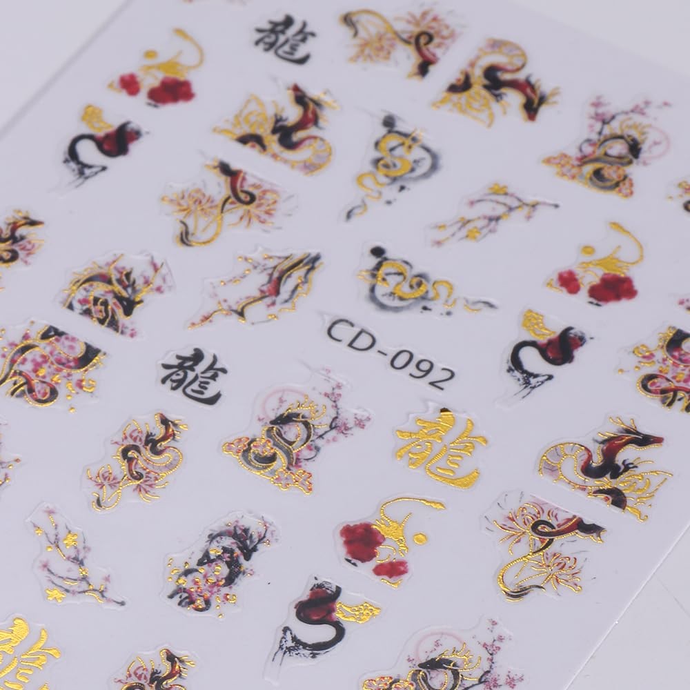 3D Chinese Dragon Nail Decals for Nail Art: Flying Dragons for Manicure Decor