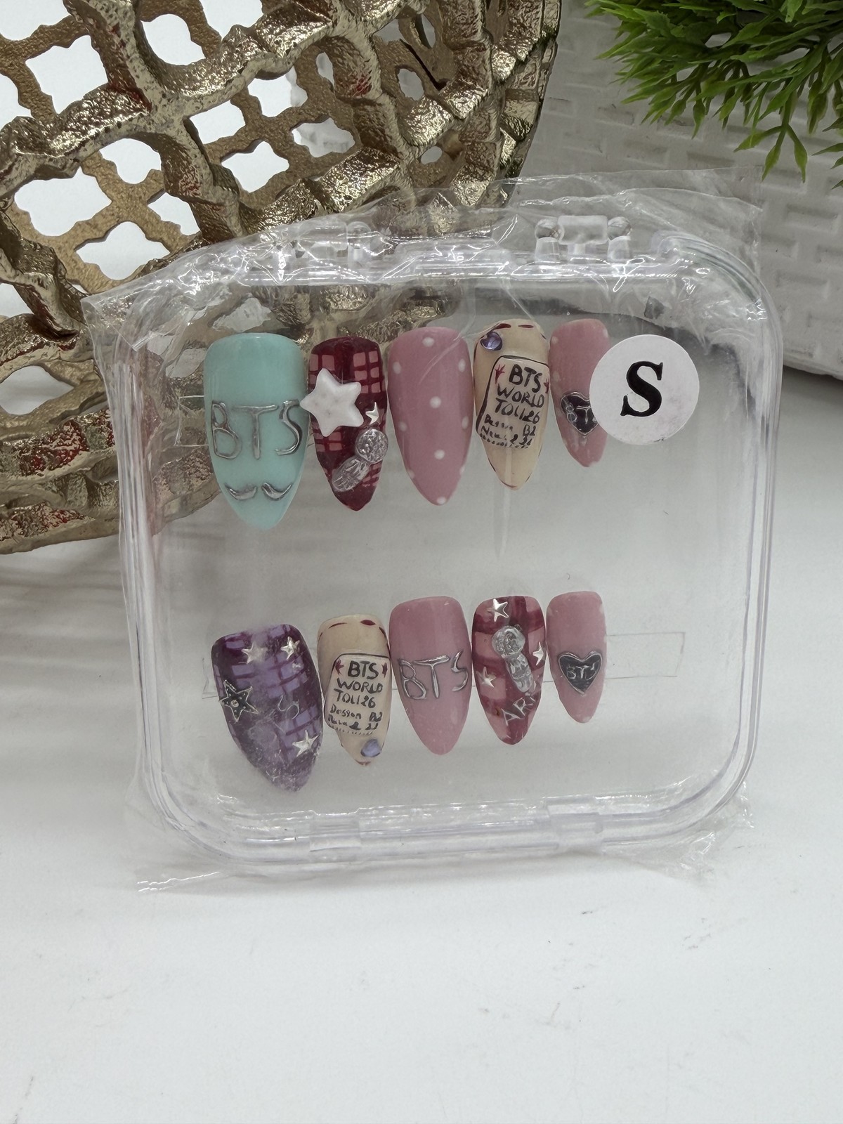 BTS World Tour 2026 Press On Nails Custom Handmade Kpop Fan Art Size S
