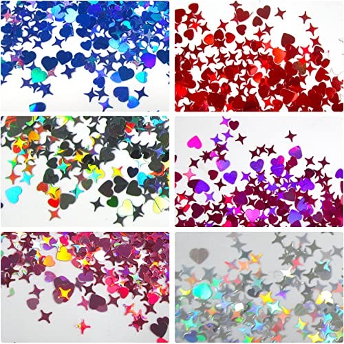60g Valentine Holographic Chunky Glitter Flakes Shaped Nail Star Heart