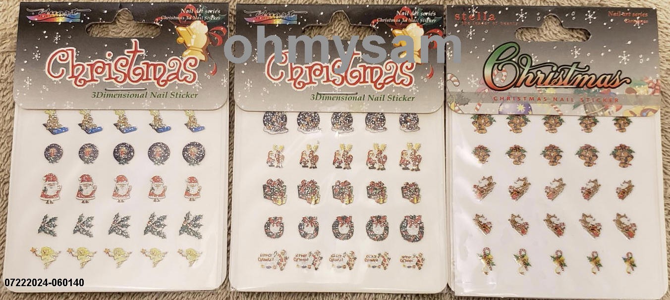CLOSEOUT 3+3+3 NEW CARDS 25 MULTI COLOR NAIL ART STICKER CHRISTMAS / MANI / PEDI