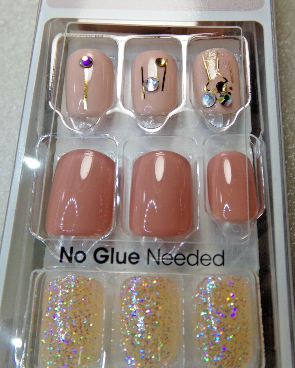 IMPRESS NAILS PRESS ON SHORT – Mauve Pink with Gems
