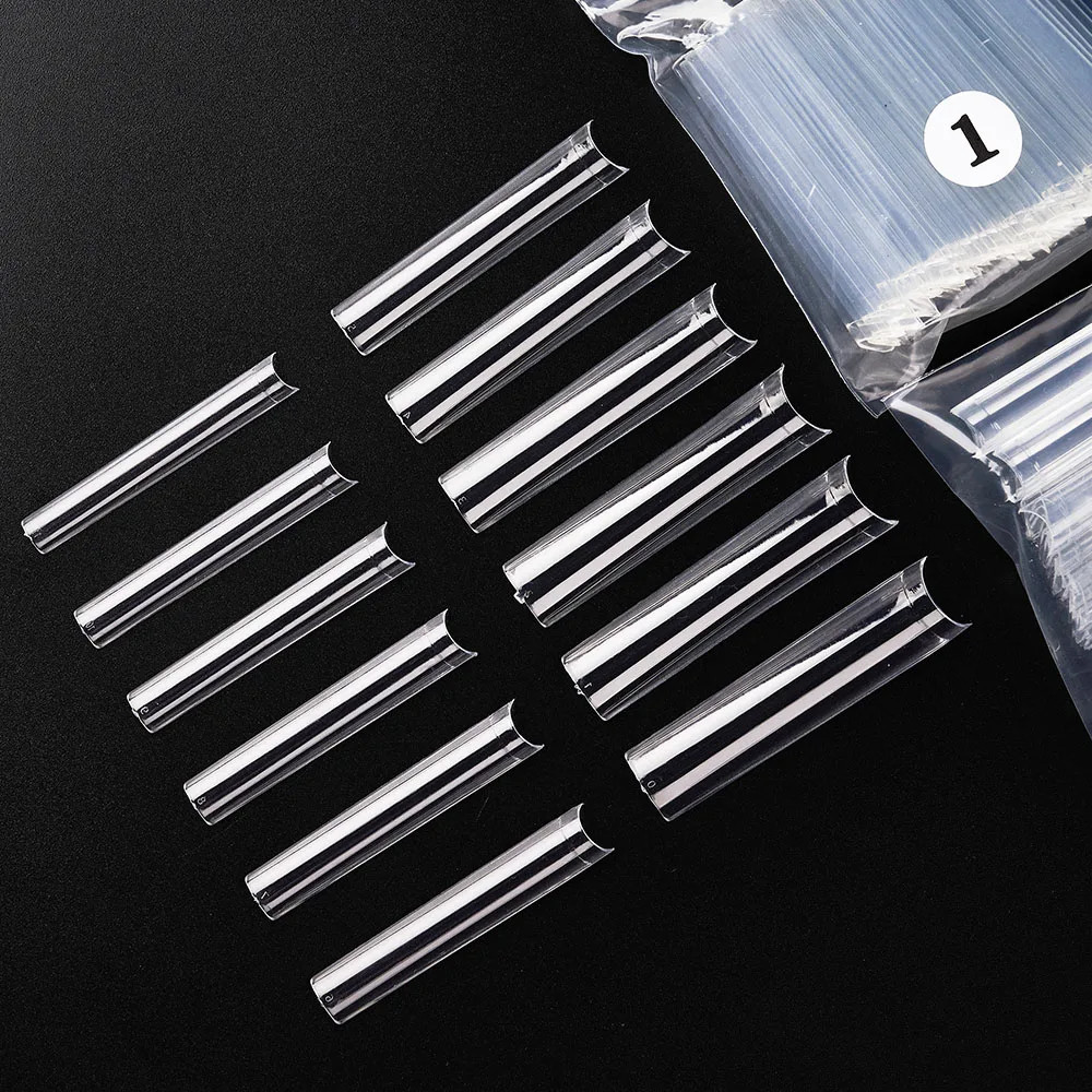 3XL Long Coffin/Square Acrylic False Nail Tip Half Cover C Curved Straight Nail