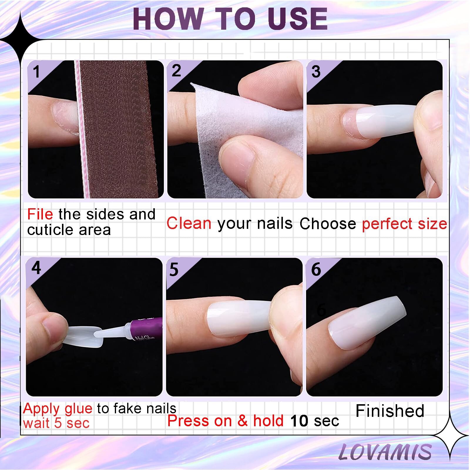 10pcs Handmade Rose Fake Nail Press On/Glue On Nails Size M(Read Description)