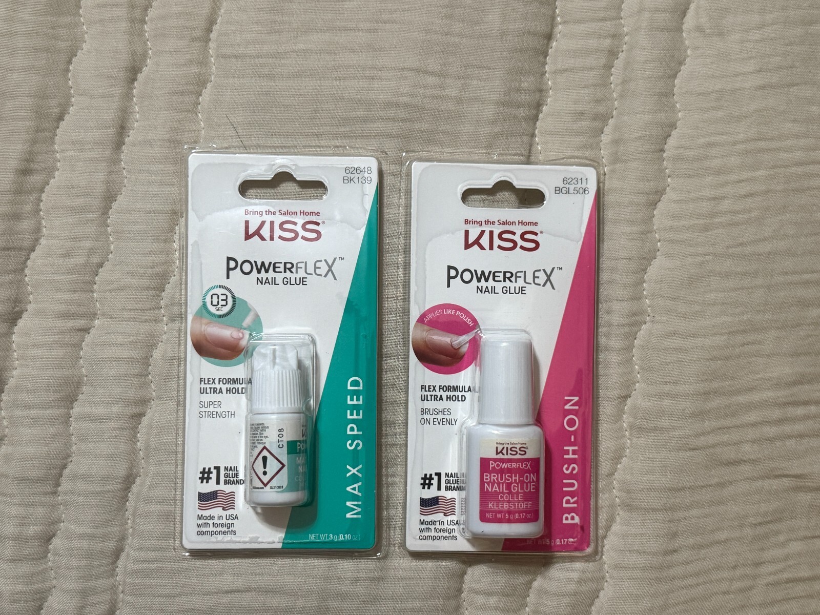 Kiss Power Flex Nail Glue (1) Brush On & (1) Max Speed – Lot of 2