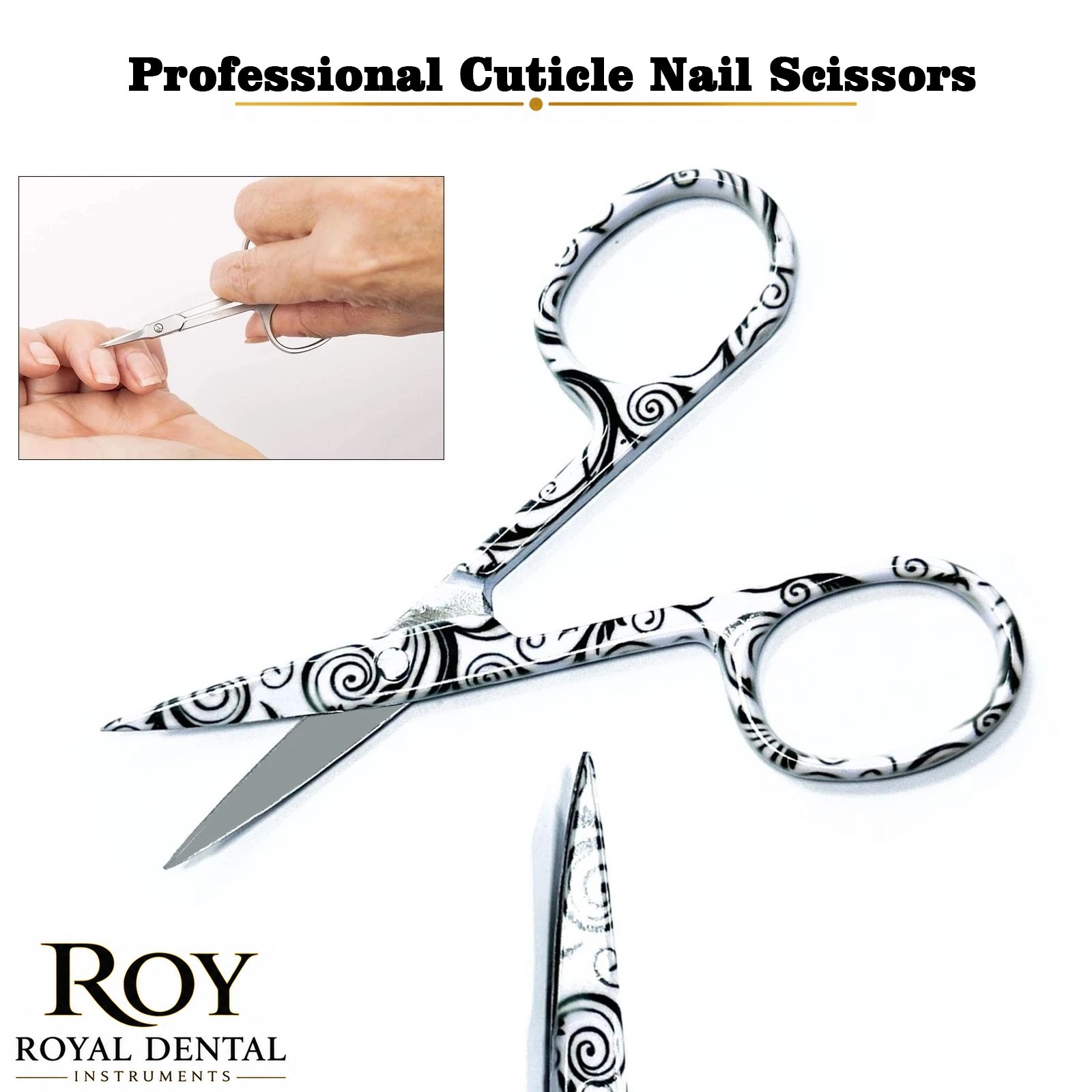 Professional Finger Toe Nail Scissors Curved Arrow Point Steel Manicure Cuticle