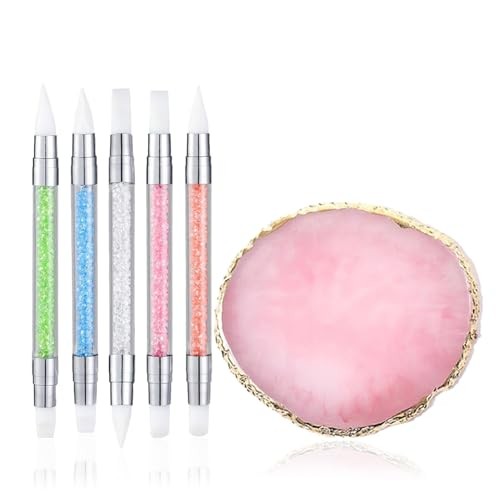 SQULIGT Resin Nail Art Palette with 5Pcs Sculpture Pens – Dual Tipped