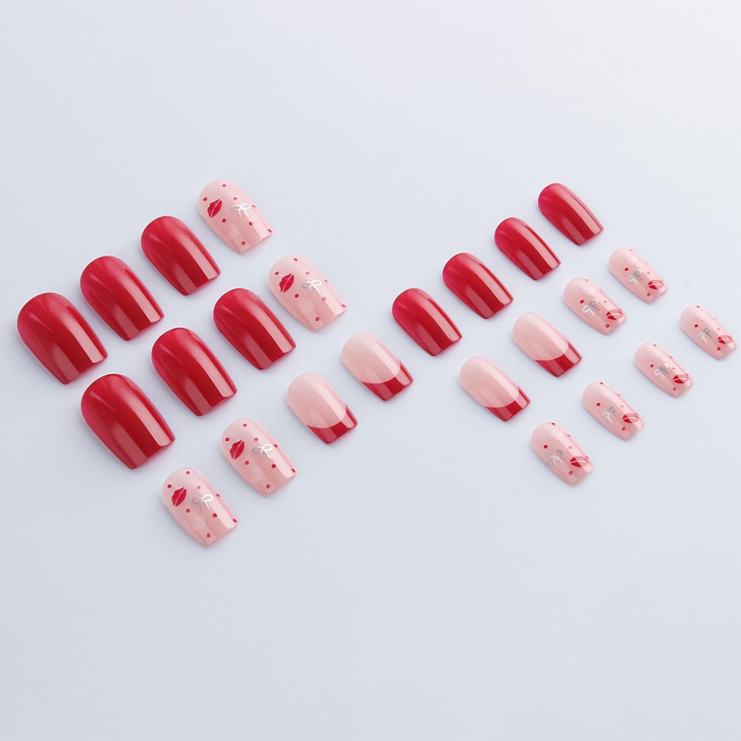 Valentines Press on Nails Short Square Fake Nails French Tip Nails Press Ons …