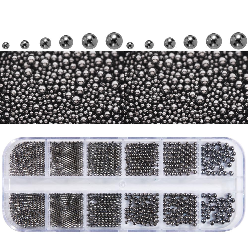 0.8mm Mini Small Nail Beads Stainless Steel Beads Black Nail Charms Nails Art…