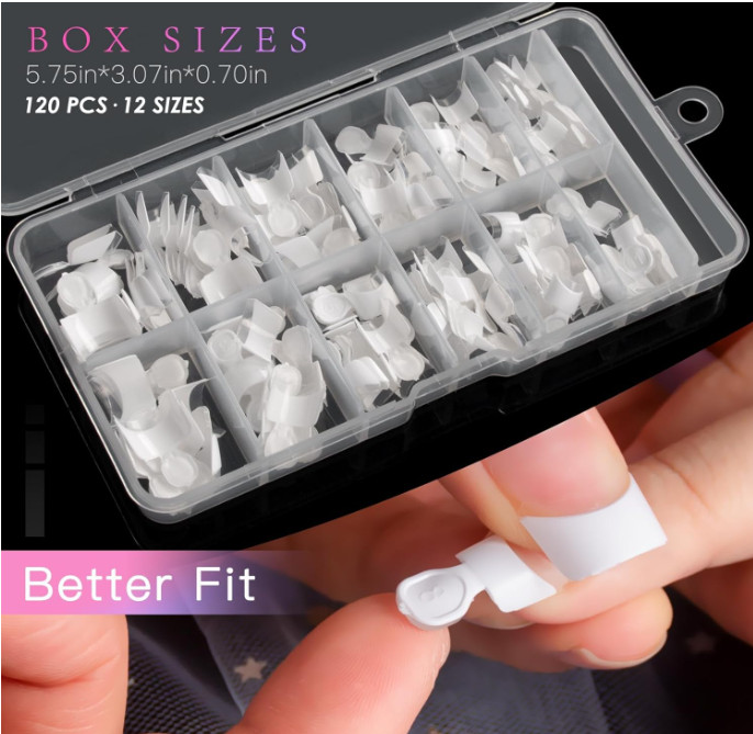 120 PCS Clear & White French Nail Tips – Short Acrylic Press On, 12 Sizes