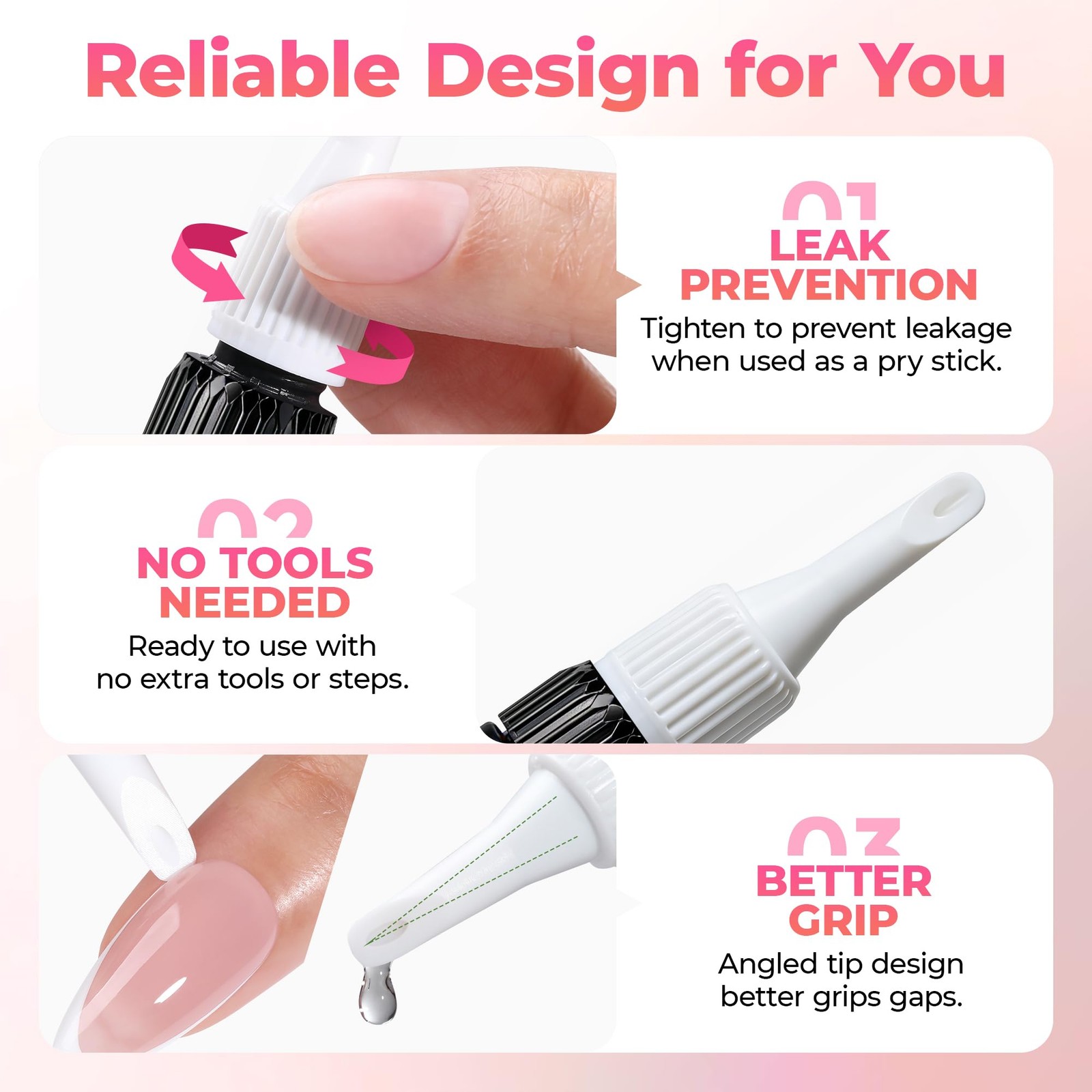 UNA GELLA Nail Glue Remover for Press On Nails 10ml 2Pcs, Acetone Free Clear