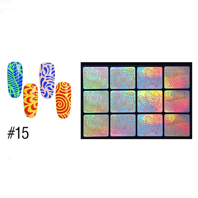 1Pc Airbrush Stencil for Nails Heart Butterfly Stars Pattern Hollow Nail Sticker