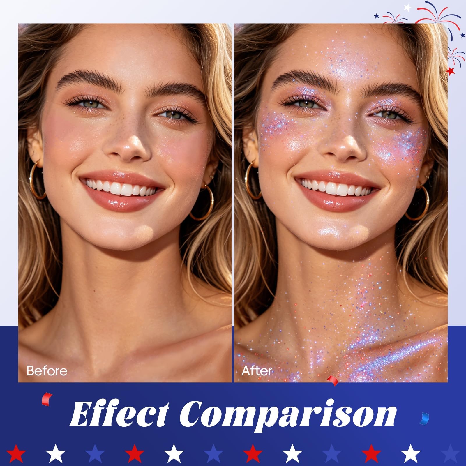 Patriotic Red White and Blue Body & Hair Glitter Spray, 15g/0.53oz, Prom Fest…