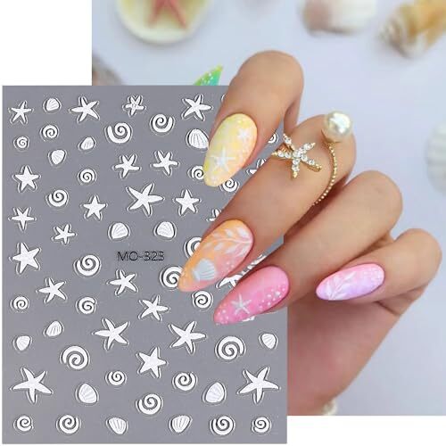 Summer Nail Art Stickers 5D Embossed Summer Beach Ocean Nail Stickers 3PCS