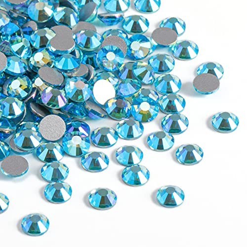 Flat Back Crystal Rhinestones Aquamarine AB SS20 1440pc Glass Nail Art Glue Fix