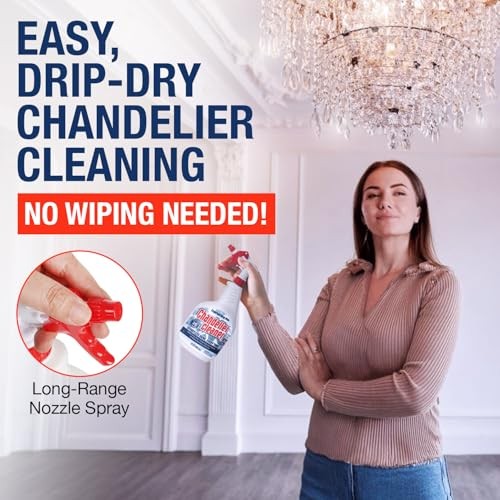 Chandelier Cleaner Drip Dry Spray – No Wipe Formula for Effortless, Streak