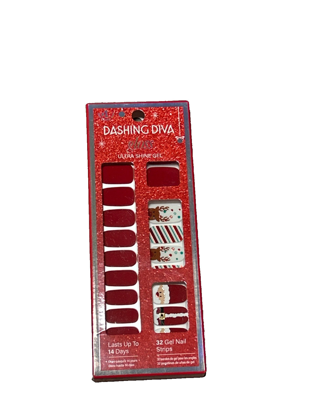 Dashing Diva Gloss Gel Nail Strips Santa Holiday Christmas 32 Count 4 pack