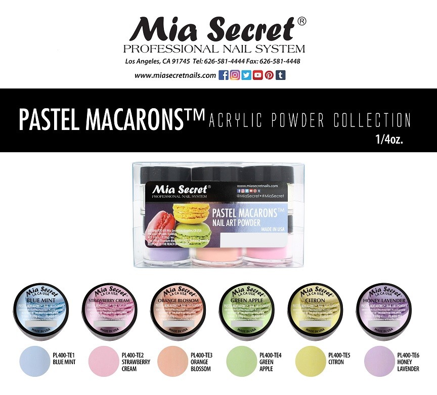 Mia Secret Nail Art Acrylic Professional Powder 6 Colors Set – PASTEL MACARONS