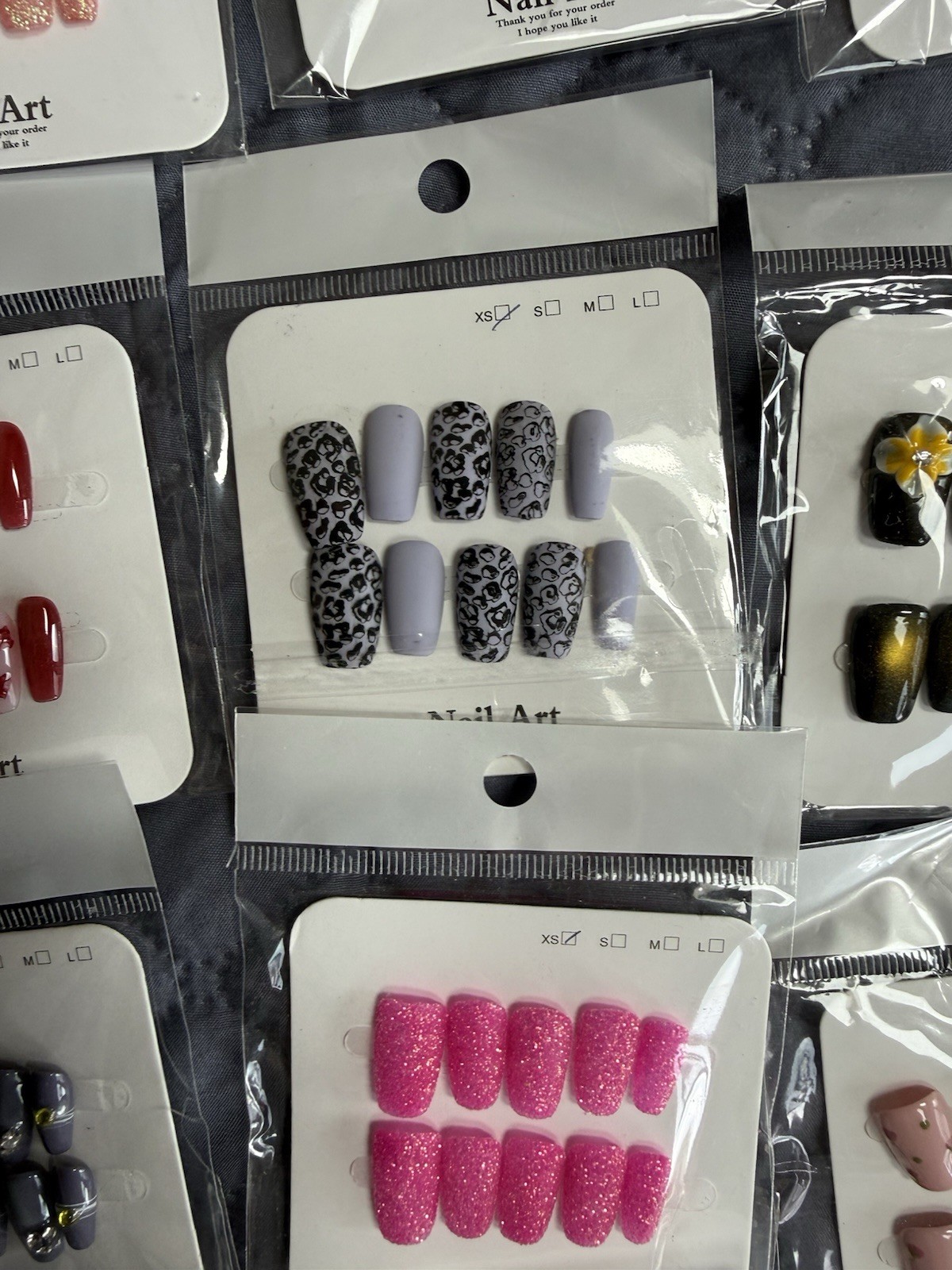 21 Sets Press On Nails Lot Mixed Designs Glitter French Leopard Handmade W/ Kits