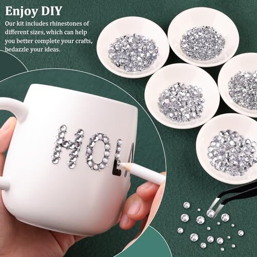 Resin Rhinestones for Crafting with 1 Small Pack with Glue 01 Silver Clear