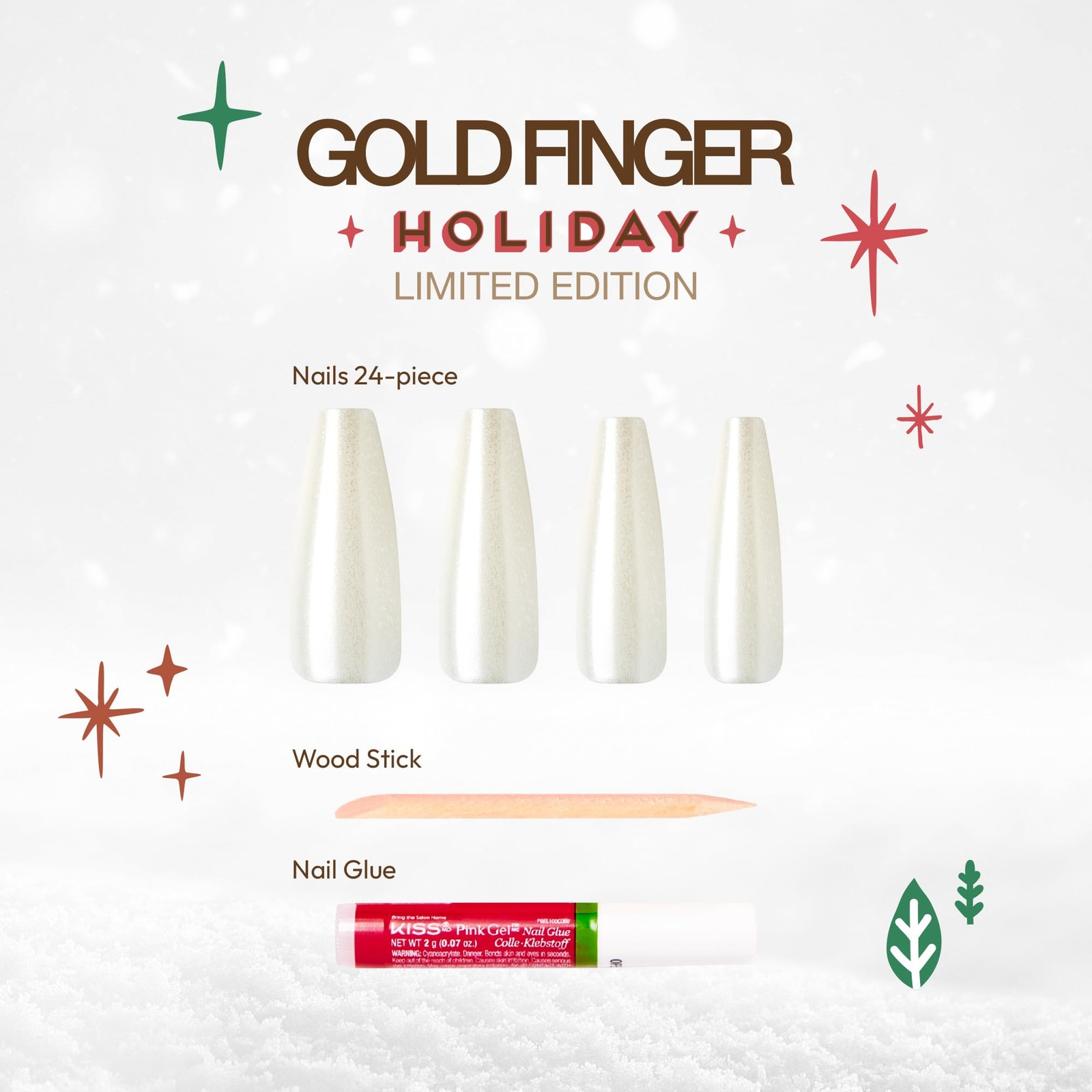 24 Pcs Holiday Press On Nails – Christmas French Tip Square Coffin Oval Fake …