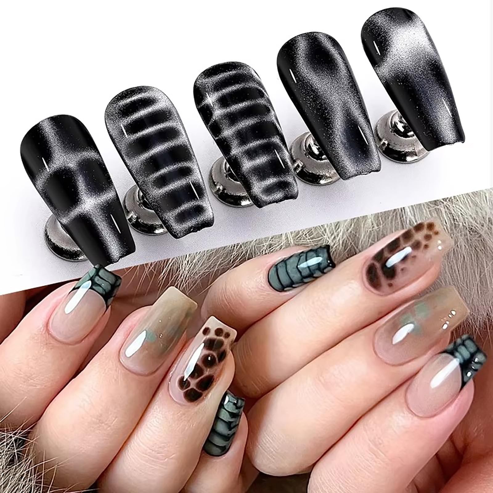 12Pcs Cat Eye Nail Magnet for Nail Art Cat Eye Gel Nail Polish Magnet Multifu…