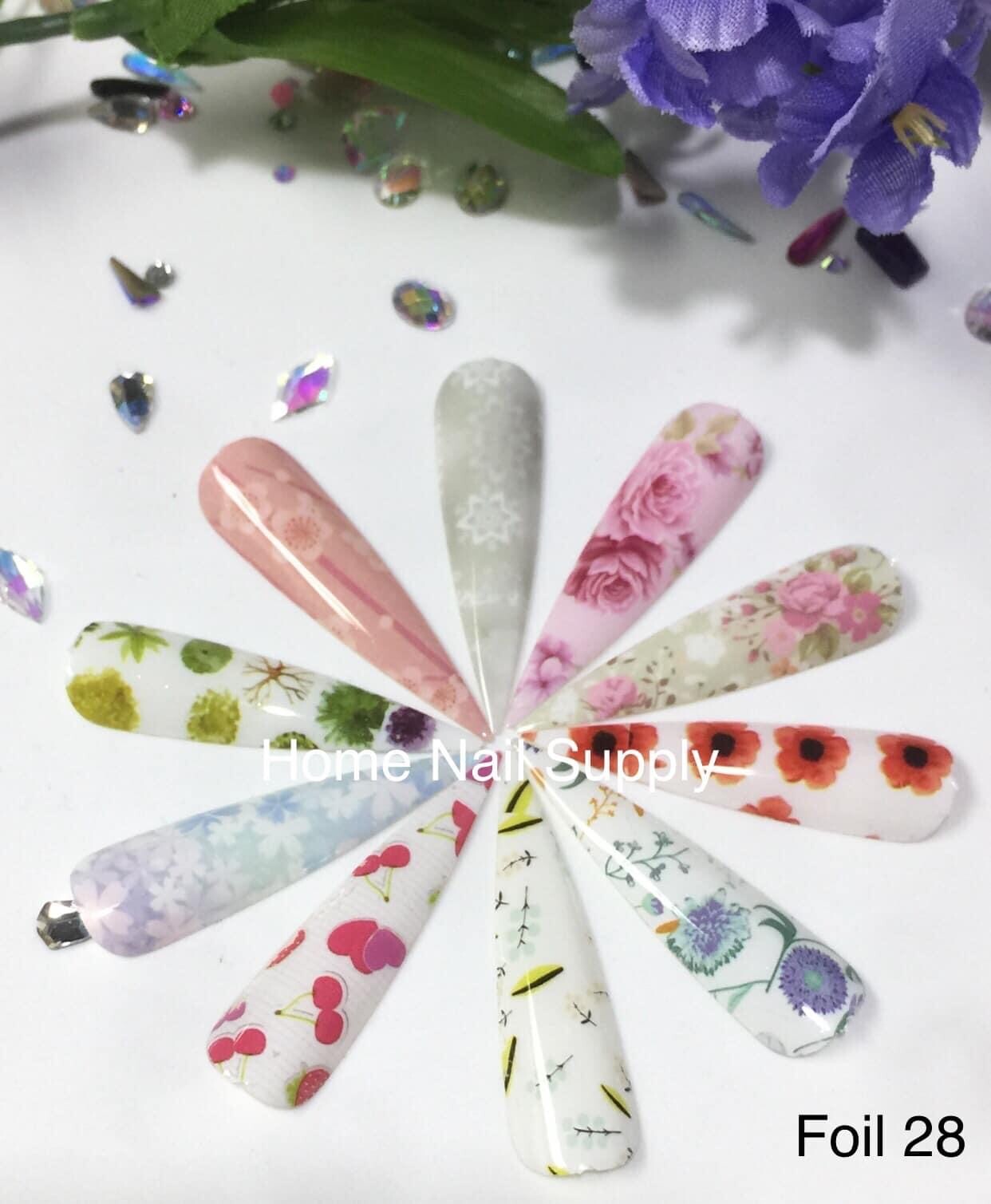 Flowers Heart Strawberry Cherry Nail Art Foil 10 rolls/box