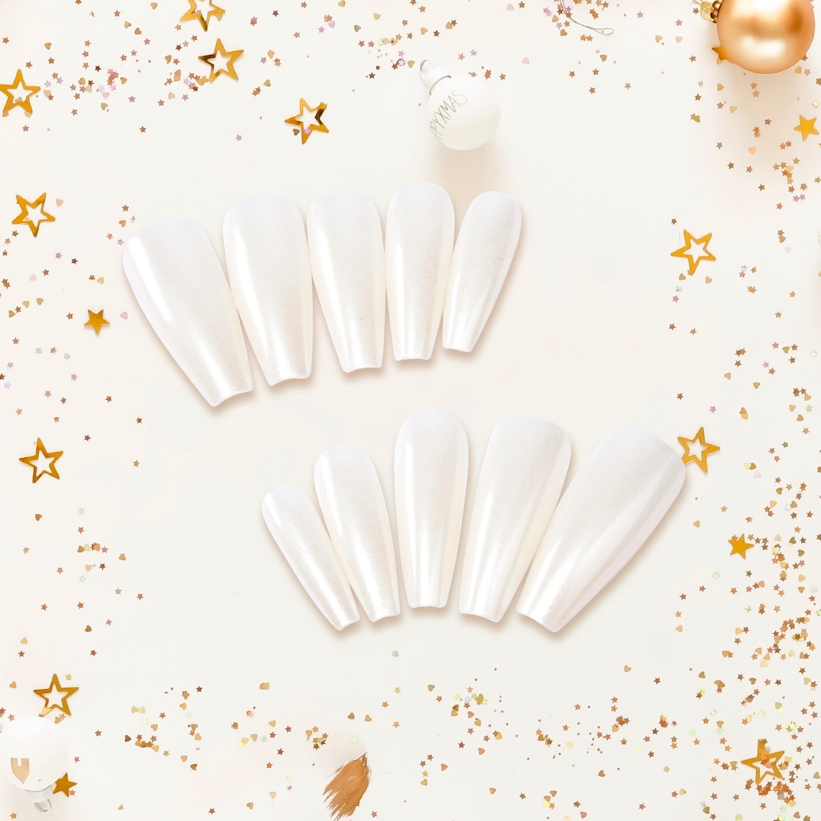 24 Pcs Holiday Press On Nails – Christmas French Tip Square Coffin Oval Fake …