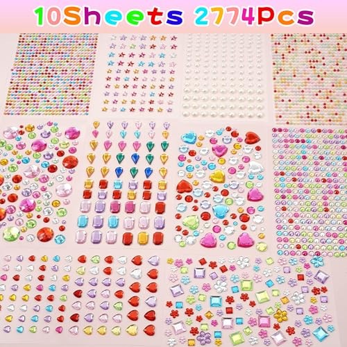 3000 PCS Stickers – Self Adhesive Scrapbook Supplies | Rhinestones for Gem