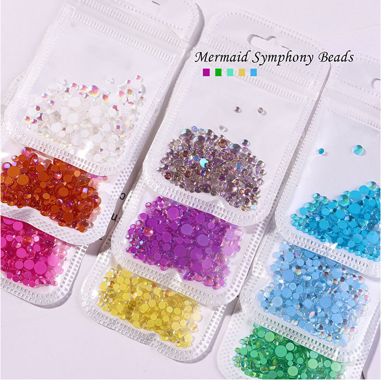 300Pcs Mermaid Symphony Beads Nail Art Case Décor Charms Rhinestone Flatback DIY
