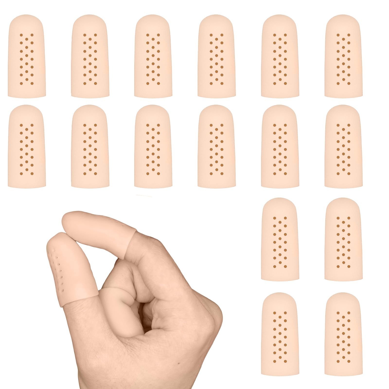 16 PCS Breathable Gel Finger Cots Fingertip Protectors Pain Relief Guard