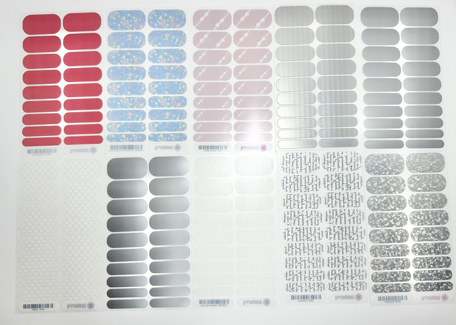 Jamberry Nail Polish Wraps Full Sheets Pattern Flower Sparkle Mixed Lot of 10