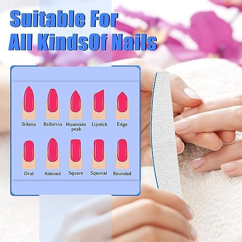 12 PCS Nail Files for Acrylic Nails, 100/100 Grit 100/100 Grit False/Hard Nails