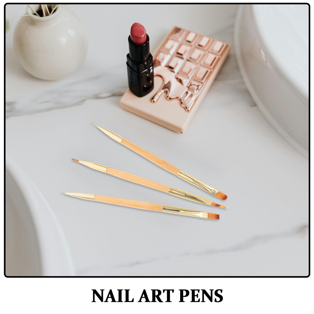 3Pcs Multi Functional Manicure Art Tools Khaki Nail Sculpting Brush Set