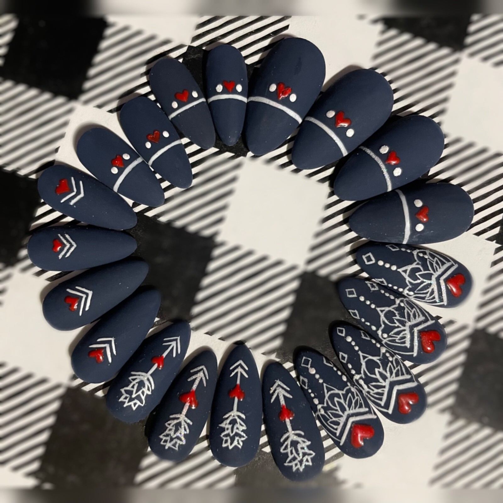 custom press on nails 3 sets of 20 Valentine’s Day deal lips heart cheetah