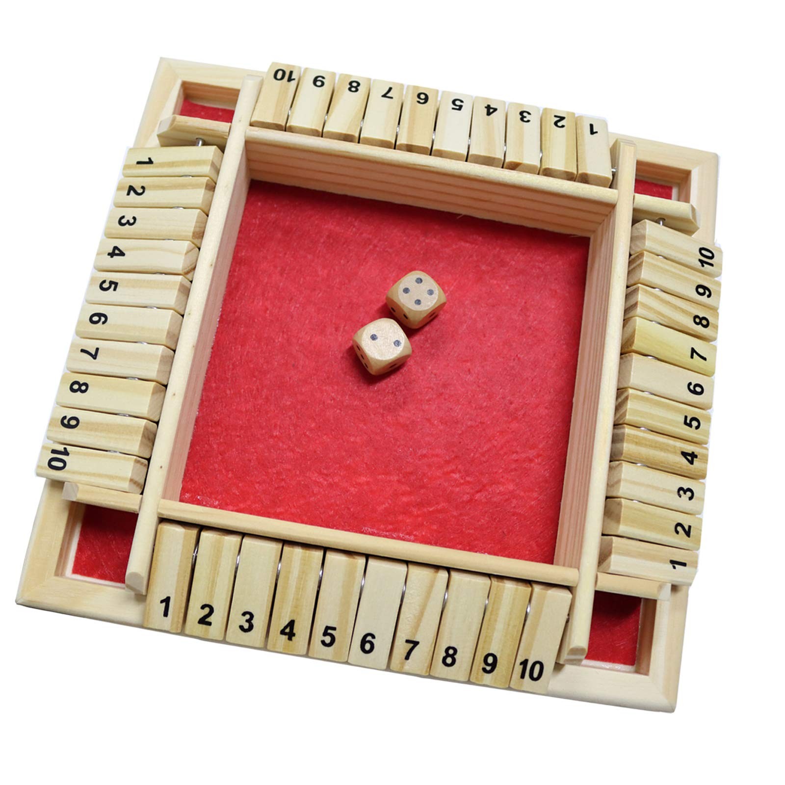 DC-BEAUTIFUL Shut The Box Dice Game, 2-4 Players 8.9” x x 0.6”, Red