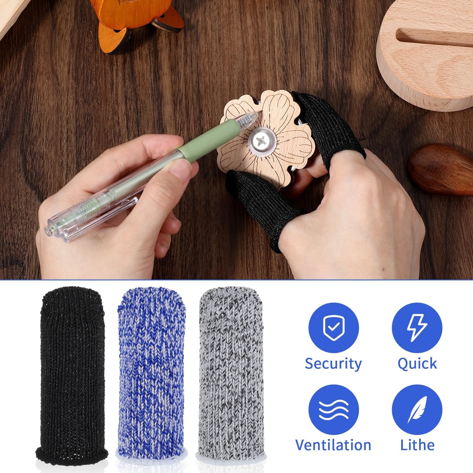YBEATY 24PCS Finger Cut Resistant Protector Gloves Cots Breathable Reusable D…