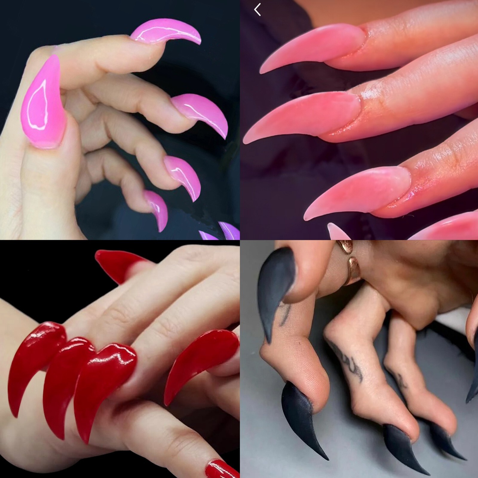 100pcs/Box Eagle Claw Stiletto Shape False Nail Art Tips Natural Clear 10 Sizes