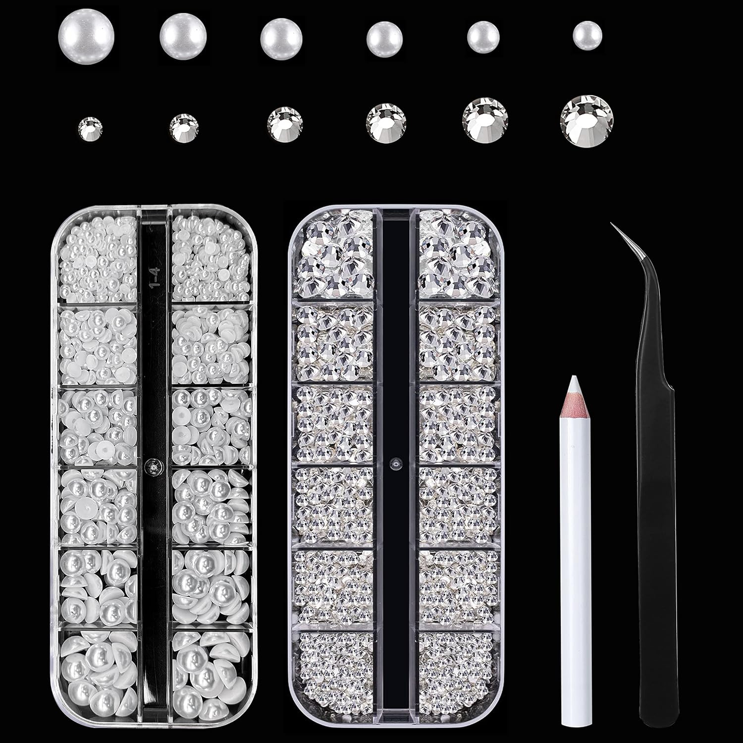 Nail Art Rhinestones Kit 2400Pcs Nail Gems Ab Flatback Rhinestones Gems Stones,