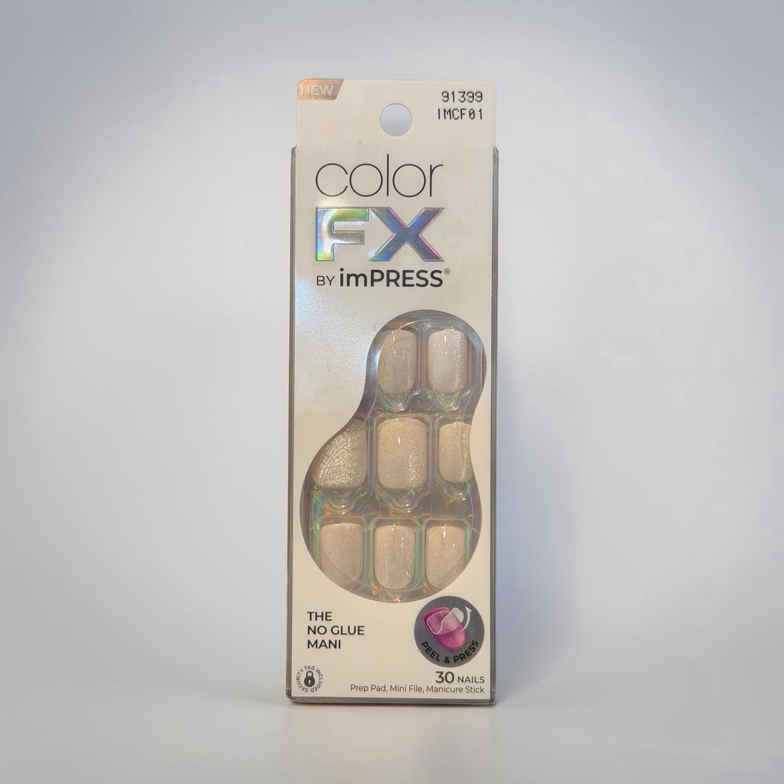 imPRESS Color FX No Glue Mani Press-On Nails – Shimmery Cream Rebel