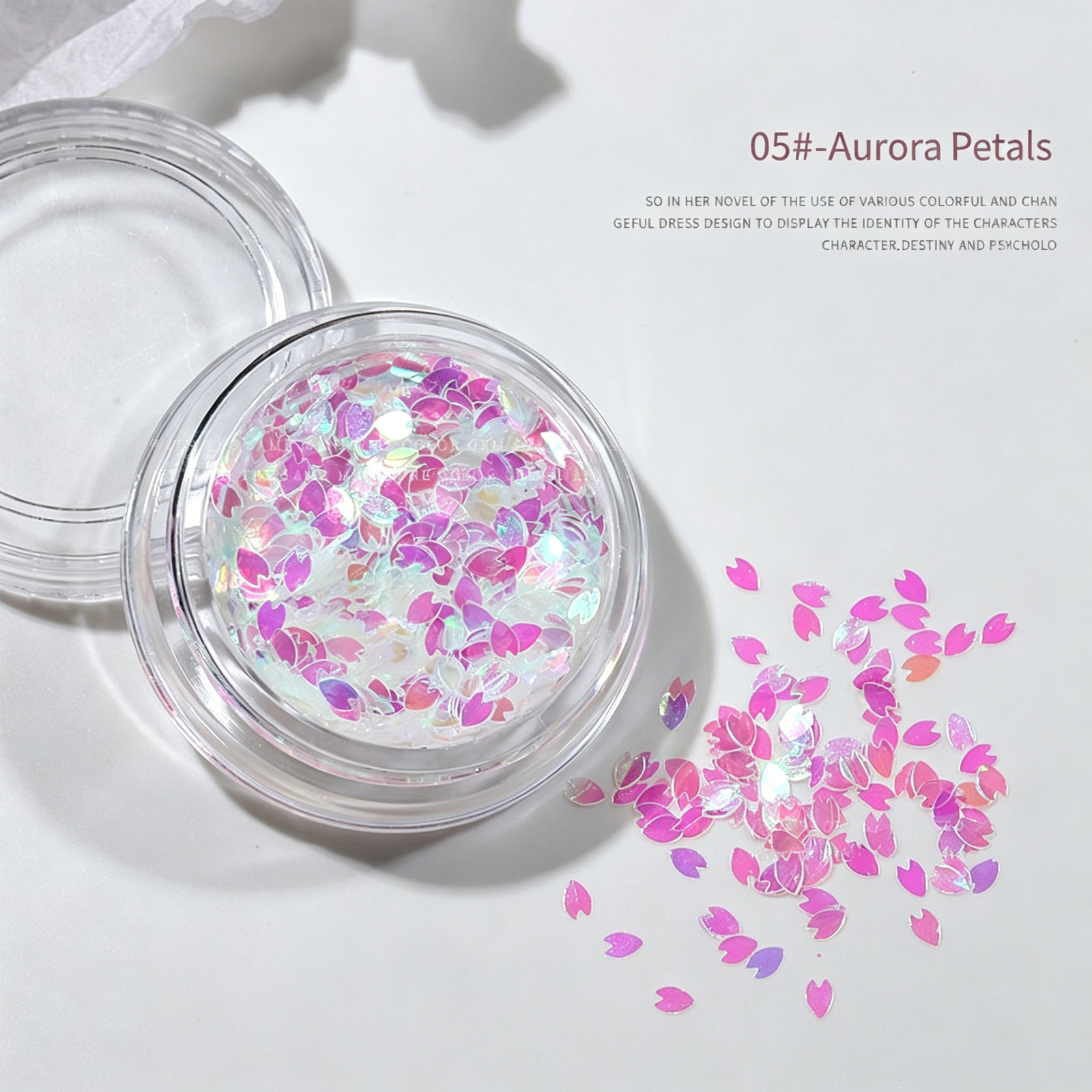 Japanese Popular Gentle White Cherry Blossom Sequins Sheer Pink Gradient Gold Th