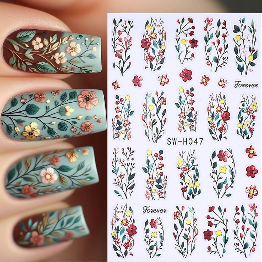 Fall Nail Stickers for Nail Art Tree Leaf Fox Nail Art Stickers Flower Nail D…