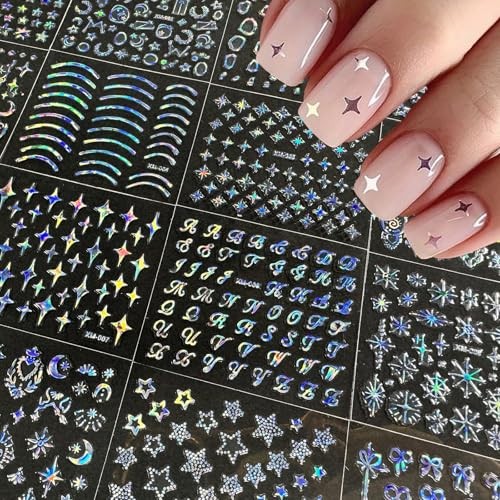 30 Sheets Aurora Nail Art Stickers Bohemian Holographic Nail Stickers Style-14