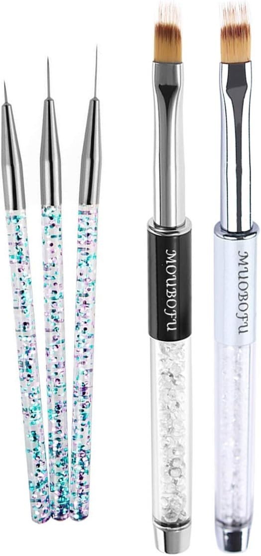 MUOBOFU Nail Art Brushes Nail Art Pens,Drawing Painting Gradients 7/9/11mm,5pcs