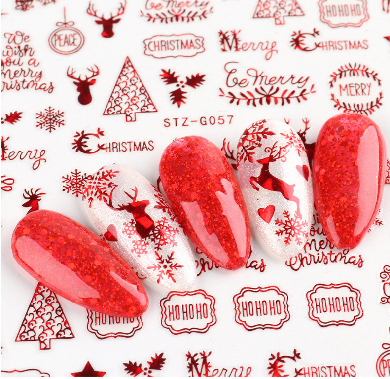 New Year Christmas 3D Reindeer Horn Santa Claus Snowflake Red Self-Adhesive NH21