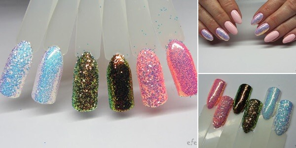 PIXEL EFFECT Kopciuszek NAIL ART GLITTER IRIDESCENT SEQUINS Powder Cinderella UK