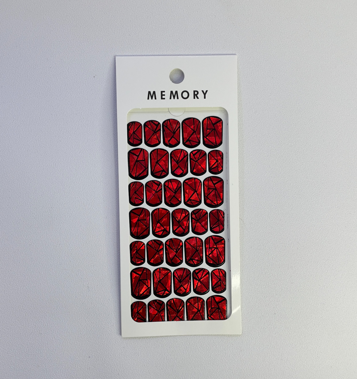Red Holographic Nail Wraps Full Cover DIY Glass Manicure Strips Korea Beauty