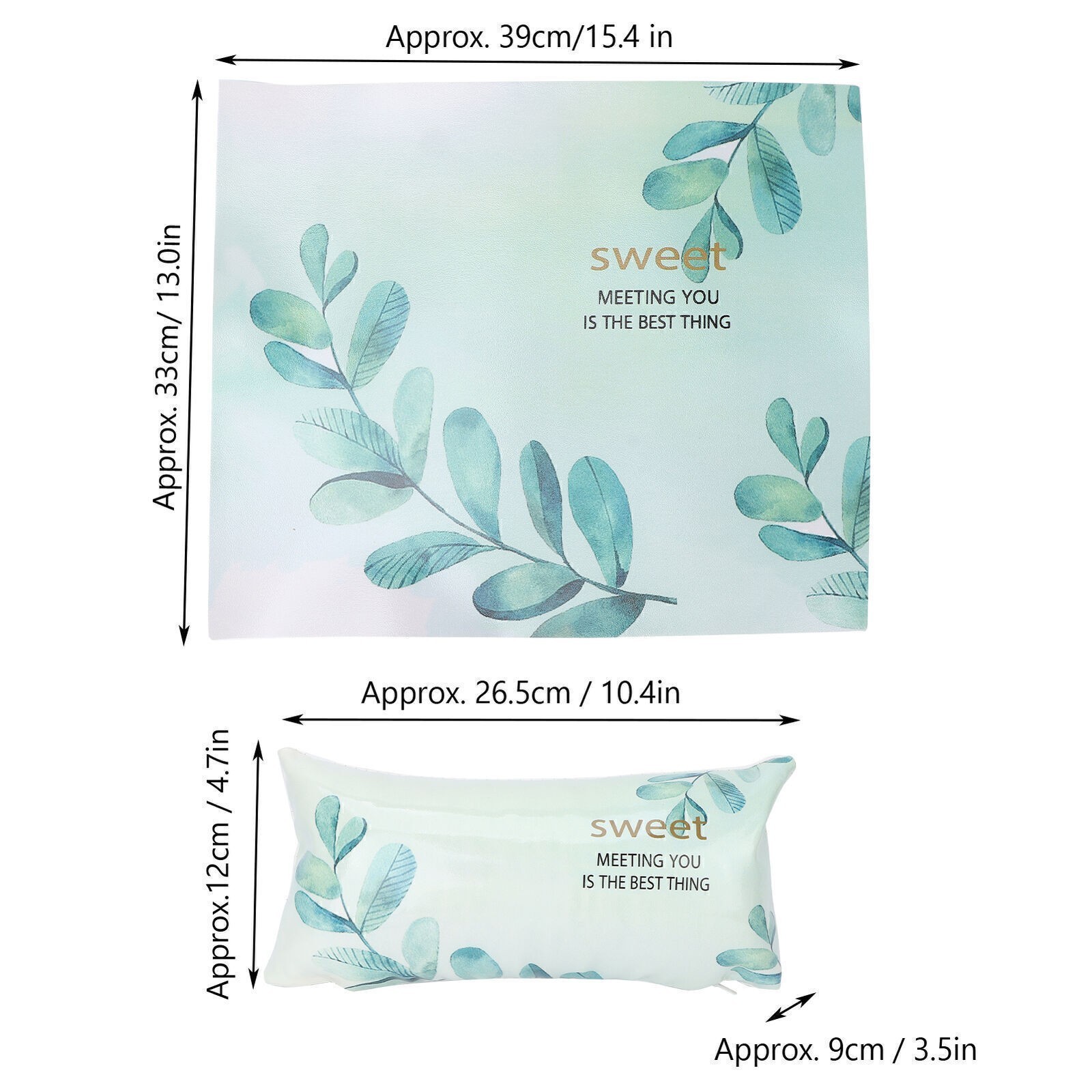 Comfortable Nail Art Hand Pillow with Mat Detachable Green Leaves Pattern
