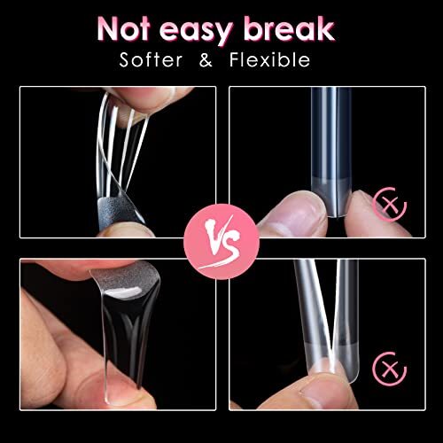 Long Straight Nails Tips,240PCS Full Cover 240PCS Half Matte 2XL Square Tips